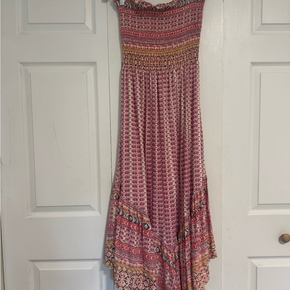 Angie Pink and Red Patterned Dress